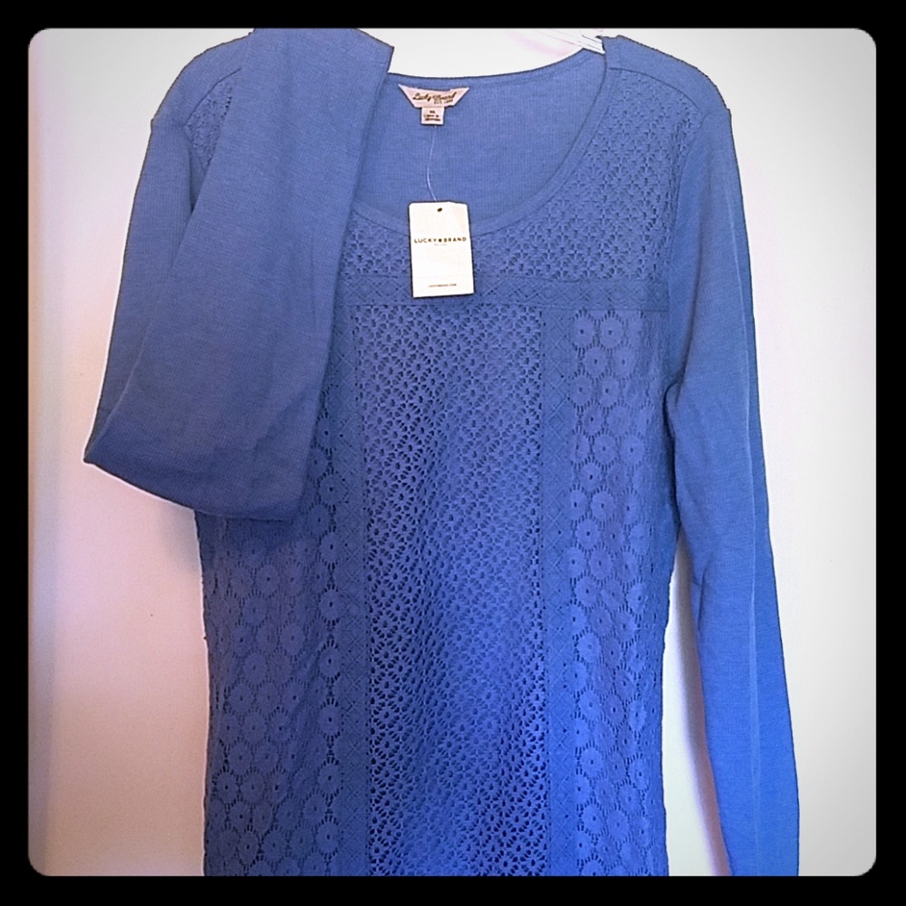 Lucky Brand XL • Long sleeve Waffle Knit Lace